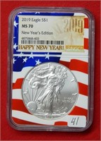 2019 American Eagle NGC MS70 1 Ounce Silver