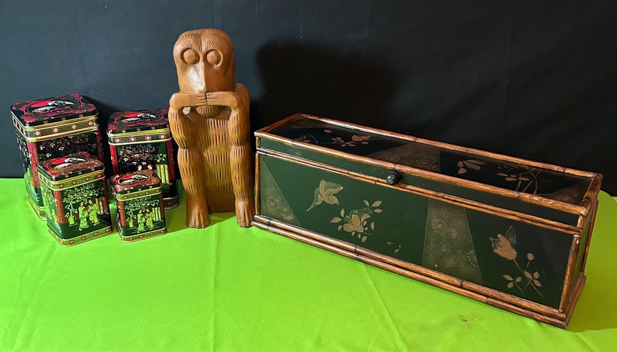 Wood Monkey, Wood Box Bamboo Trim ++
