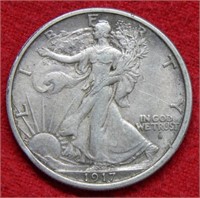 1917 D OBV Walking Liberty Silver Half Dollar