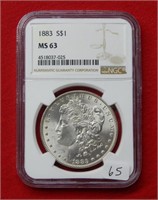 1883 Morgan Silver Dollar NGC MS63
