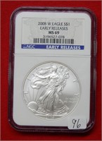 2008 W American Eagle NGC MS69 1 Ounce Silver