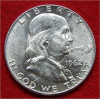 1962 D Franklin Silver Half Dollar -Planchet Error