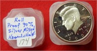 Roll of Proof Kennedy Silver Half Dollars Mix Date