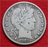 1908 O Barber Silver Half Dollar