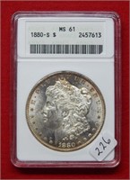 1880 S Morgan Silver Dollar ANACS MS61