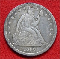 1846O Seated Liberty Silver Dollar No Motto Repair