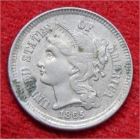1865 Three Cent Nickel - Spot