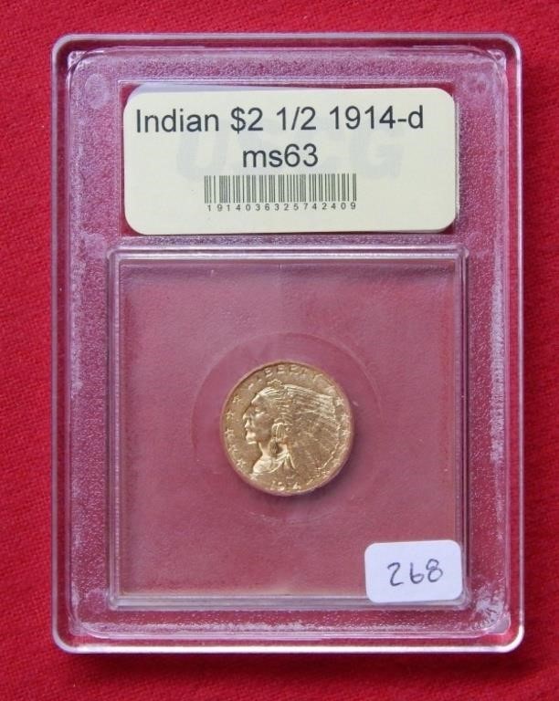1914 D Indian $2.50 Gold Coin   ***
