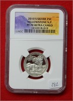 2010 S Yellowstone NP Silver Quarter NGC PF70