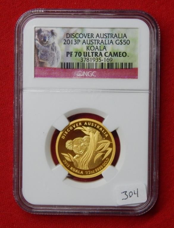 2013P Australia $50 Gold Koala NGC PF70Ultra Cameo
