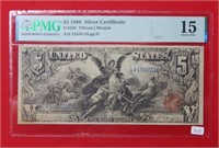 1896 Tillman/Morgan $5 Silver Certificate PMG 15