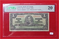 1937 $1 Bank of Canada Note PMG 20