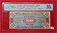 1944 German WW2 20 Mark PMG 35