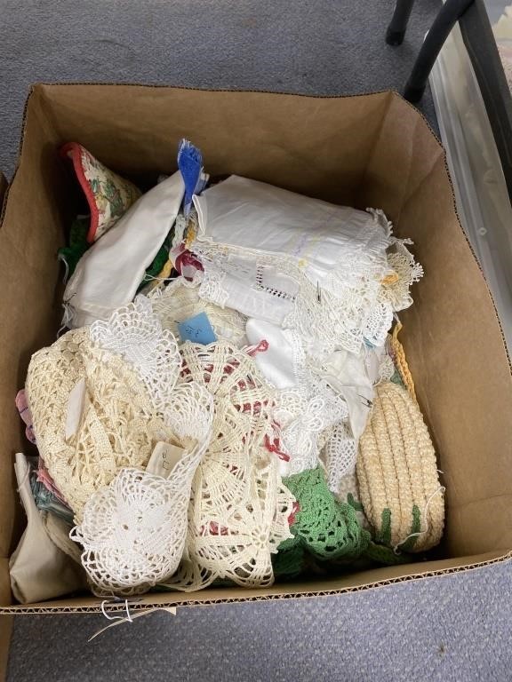 Box of Embroidery & Crochet Pieces