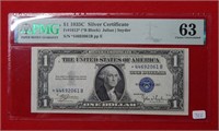 1935 C $1 Silver Certificate Star Note PMG 63