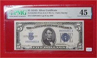 1934 D $5 Silver Certificate PMG 45