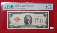 1928 G $2 US Note PMG 64 EPQ