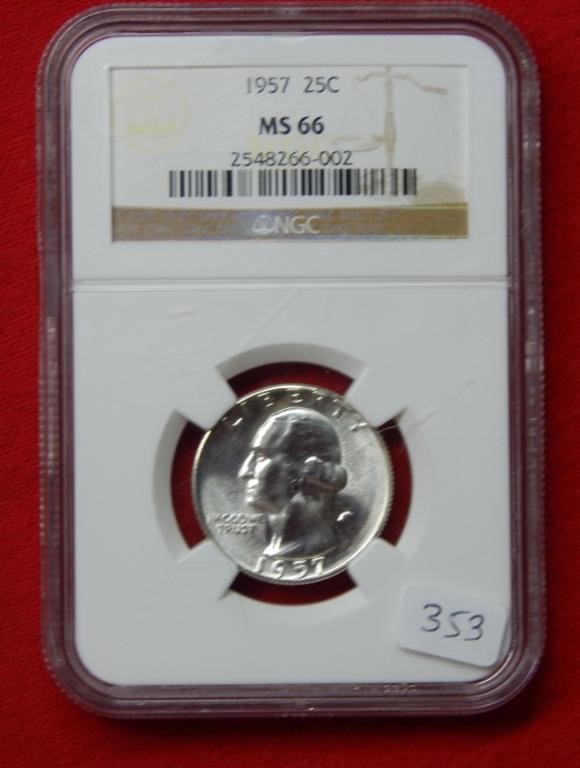 1957 Washington Silver Quarter NGC MS66