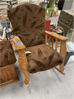 Carved Wood Rocker w/Heavy Padding