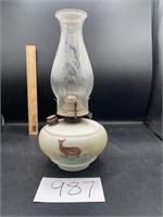 Antique Painted Oil Lamp  14"