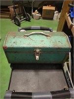 Tool box with Tools, Files, Level, Hatchet,