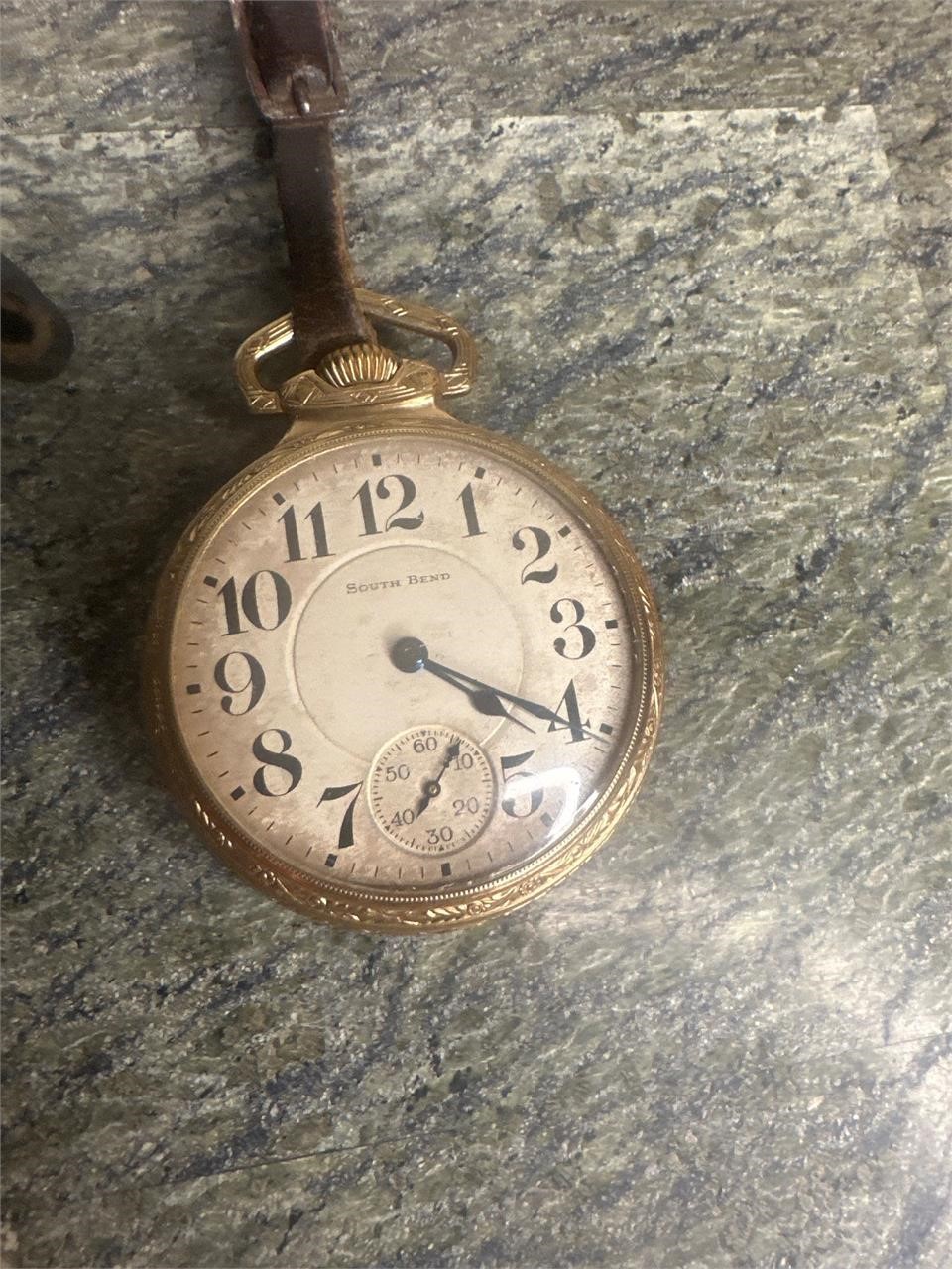 SOUTH BEND 21 JEWELS POCKET WATCH WORKING