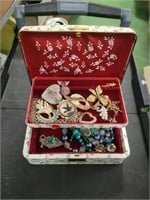 Floral Jewelry Box w/ Pins, Necklaces