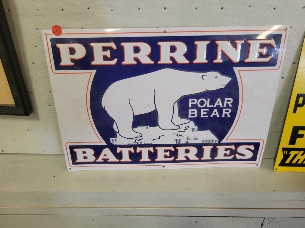 Perrine Polar Bear Batteries Metal Sign
