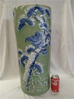 Asian Celadon Umbrella Jar decorated with birds,