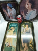 4 Coca-Cola Trays,  vintage circa 1970's look at