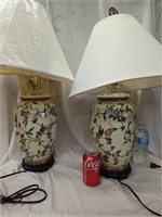 Pair Porcelain Table Lamps, with shades that need