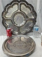 Silver plate Lazy Susan 20" tray and 4 metal