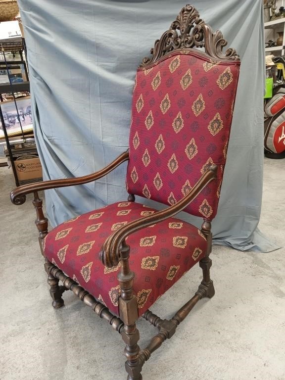 Spanish Revival Open armchair, upholstered seat