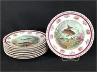 8 Victoria Austria Fish & Roses Porcelain Plates