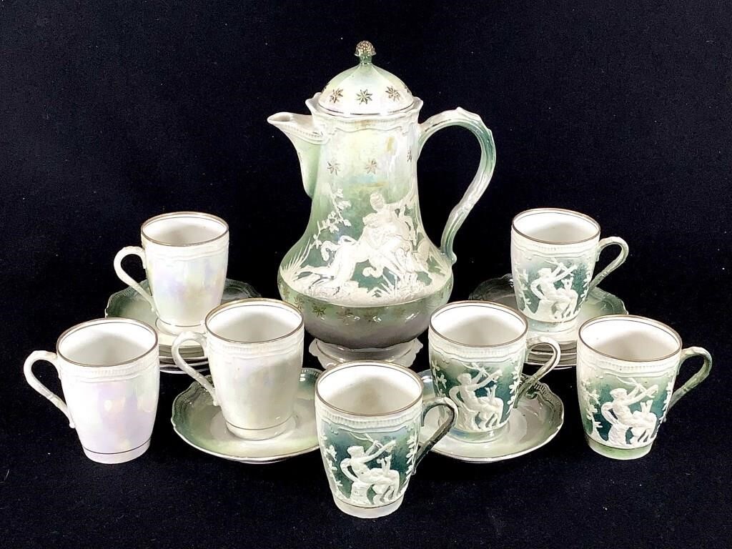 1890s Altenburg Saxony Lusterware Tea Set