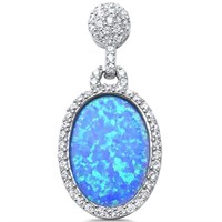 Silver Blue Opal Austrian Crystal Pendant
