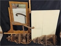 Wood Folding Table, Vanity Mirror, Corner Shelves