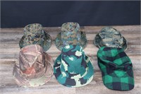 Lot of 6 Assorted Camo Hats