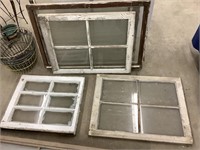 Nice selection of old wooden windows with glass