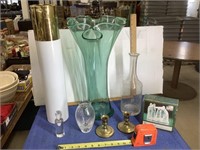 Large glass vases, small vases and other