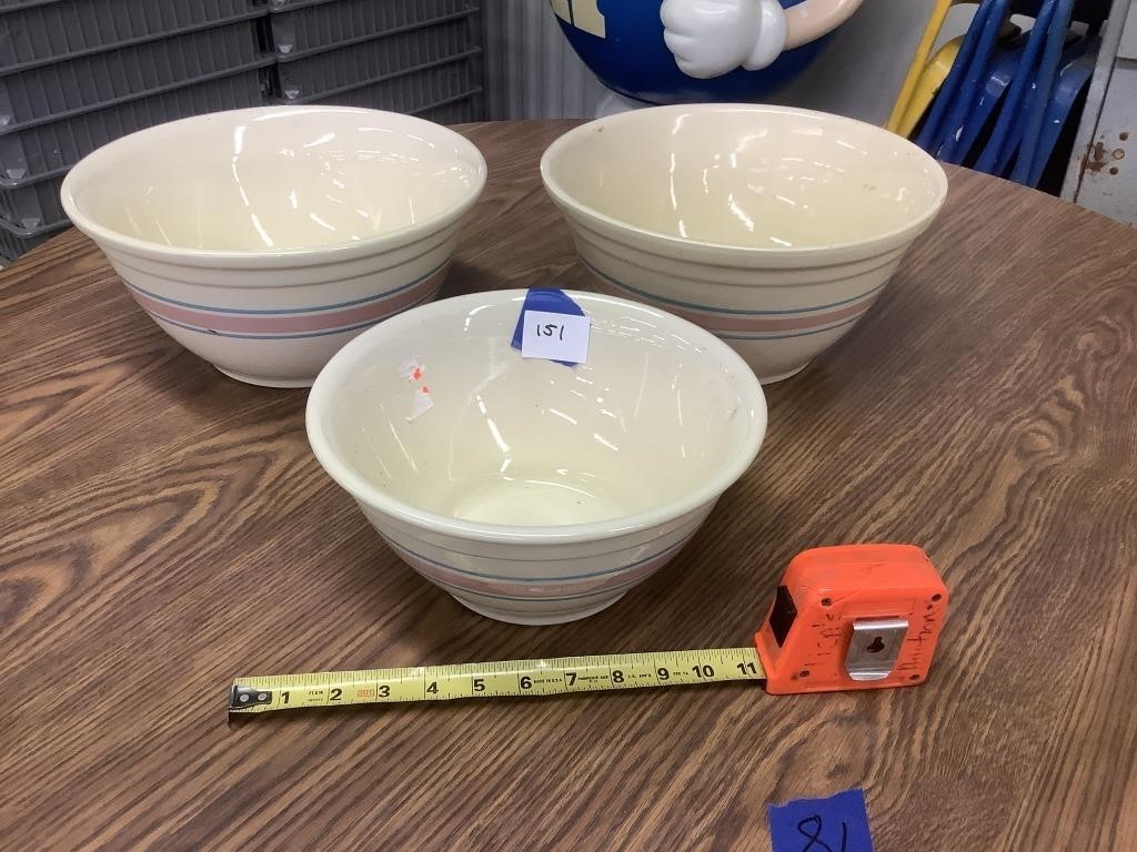 Vintage pottery serving bowls.  Has markings on