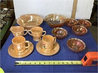 Vintage Fire King dishes and carnival glass