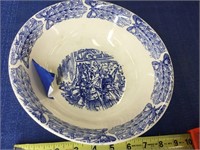 Vintage blue and white serving bowl