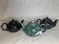 3 Bubble glaze teapots