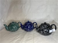 3 bubble glaze teapots