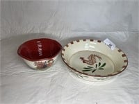 Rooster bowl and pie plate