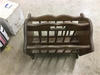 Vintage wooden magazine rack