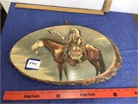 Native American picture on wooden piece