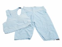 Light Blue Sports workout Bra and biker Shorts