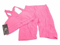 Hot Pink Sports workout Bra and biker Shorts
